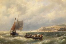 Sailing Vessels in an Estuary, 1853 (Oil on Canvas)-Hermanus Koekkoek-Framed Giclee Print