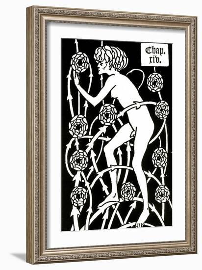 Hermaphrodite Amongst the Roses from Le Morte D'Arthur by Sir Thomas Malory, 1894-Aubrey Beardsley-Framed Giclee Print