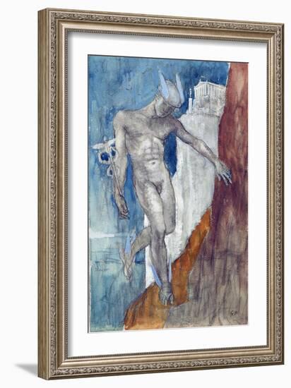 Hermes Descending (Pencil & W/C)-Glyn Warren Philpot-Framed Giclee Print