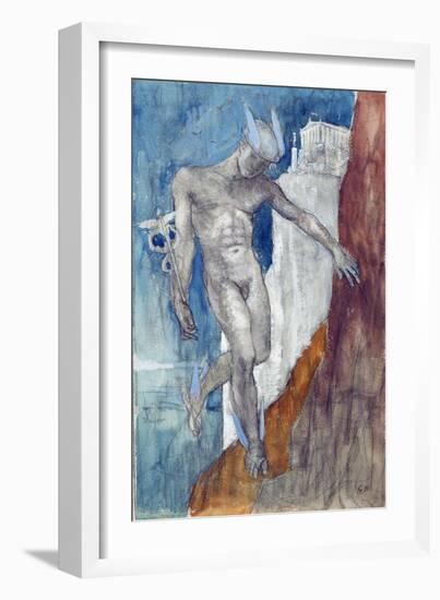 Hermes Descending (Pencil & W/C)-Glyn Warren Philpot-Framed Giclee Print