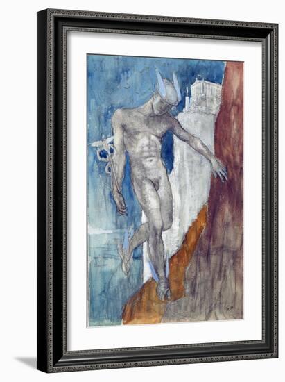 Hermes Descending (Pencil & W/C)-Glyn Warren Philpot-Framed Giclee Print