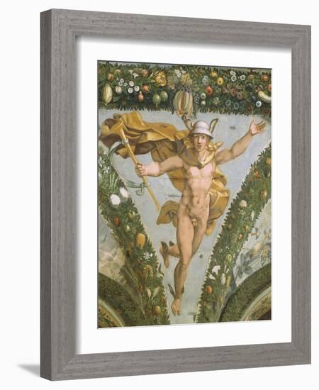 Hermes, Detail from Fresco Cycle Stories of Cupid and Psyche, 1518-Raffaello Sanzio-Framed Giclee Print