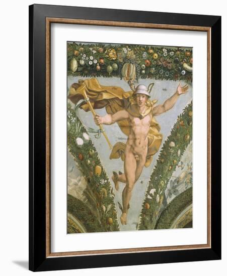 Hermes, Detail from Fresco Cycle Stories of Cupid and Psyche, 1518-Raffaello Sanzio-Framed Giclee Print