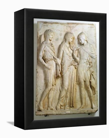 Hermes, Orpheus and Eurydice, Relief, Roman Copy of the Original from the 5th Century BC-null-Framed Premier Image Canvas