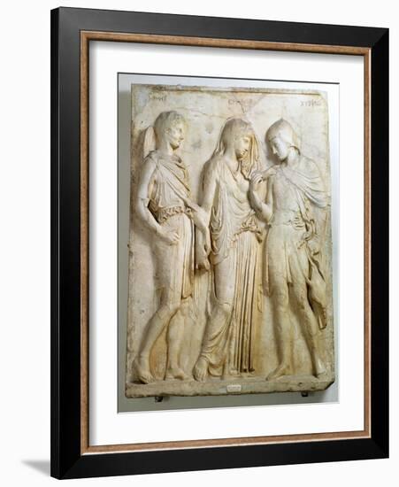 Hermes, Orpheus and Eurydice, Relief, Roman Copy of the Original from the 5th Century BC-null-Framed Giclee Print