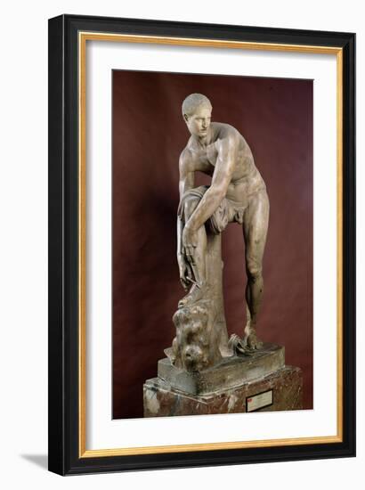 Hermes Tying His Sandal, Roman Copy of a Greek Original Attributed to Lysippos-Lysippos-Framed Giclee Print