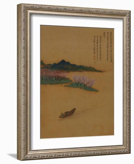 Hermit Fishing on the Peach Blossom Stream, in the Style of Zhao Mengfu, from an Album of Ten…-Yun Shouping-Framed Giclee Print