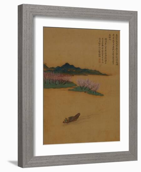 Hermit Fishing on the Peach Blossom Stream, in the Style of Zhao Mengfu, from an Album of Ten…-Yun Shouping-Framed Giclee Print