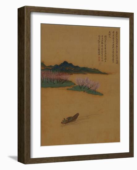 Hermit Fishing on the Peach Blossom Stream, in the Style of Zhao Mengfu, from an Album of Ten…-Yun Shouping-Framed Giclee Print