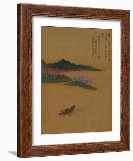 Hermit Fishing on the Peach Blossom Stream, in the Style of Zhao Mengfu, from an Album of Ten…-Yun Shouping-Framed Giclee Print