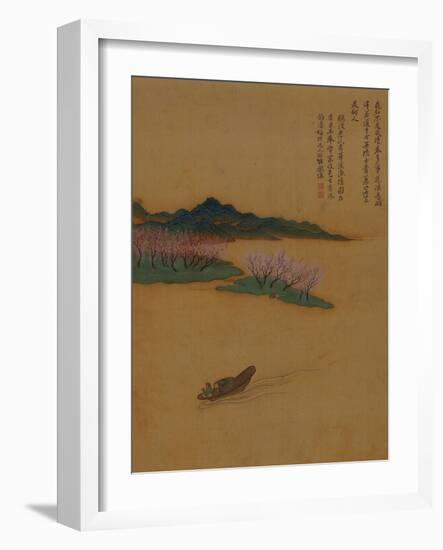 Hermit Fishing on the Peach Blossom Stream, in the Style of Zhao Mengfu, from an Album of Ten…-Yun Shouping-Framed Giclee Print