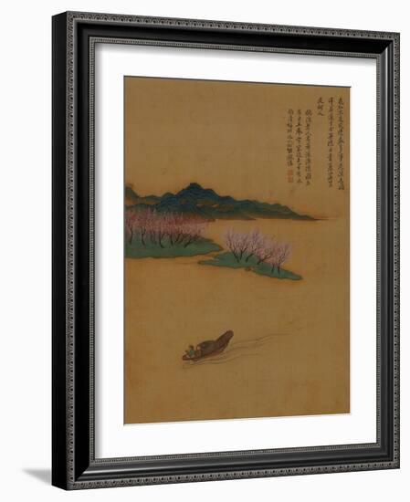 Hermit Fishing on the Peach Blossom Stream, in the Style of Zhao Mengfu, from an Album of Ten…-Yun Shouping-Framed Giclee Print