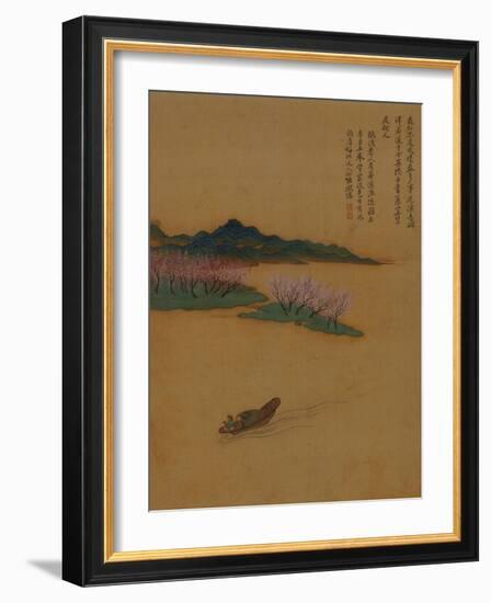 Hermit Fishing on the Peach Blossom Stream, in the Style of Zhao Mengfu, from an Album of Ten…-Yun Shouping-Framed Giclee Print