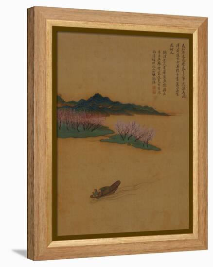 Hermit Fishing on the Peach Blossom Stream, in the Style of Zhao Mengfu, from an Album of Ten…-Yun Shouping-Framed Premier Image Canvas