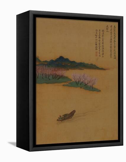 Hermit Fishing on the Peach Blossom Stream, in the Style of Zhao Mengfu, from an Album of Ten…-Yun Shouping-Framed Premier Image Canvas