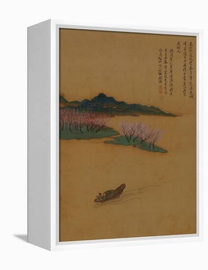 Hermit Fishing on the Peach Blossom Stream, in the Style of Zhao Mengfu, from an Album of Ten…-Yun Shouping-Framed Premier Image Canvas