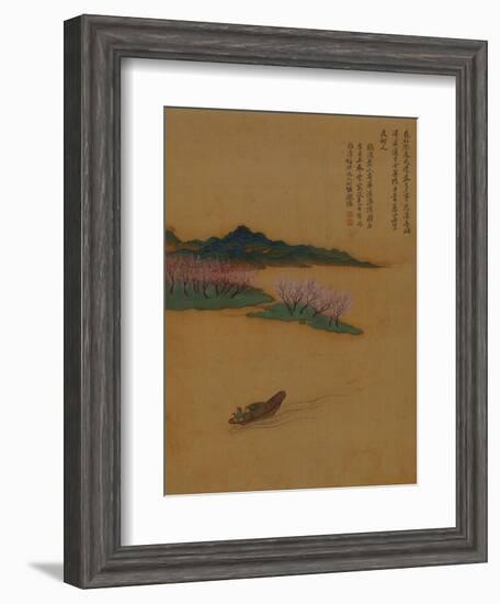 Hermit Fishing on the Peach Blossom Stream, in the Style of Zhao Mengfu, from an Album of Ten…-Yun Shouping-Framed Giclee Print