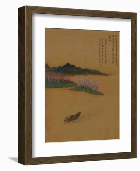Hermit Fishing on the Peach Blossom Stream, in the Style of Zhao Mengfu, from an Album of Ten…-Yun Shouping-Framed Giclee Print