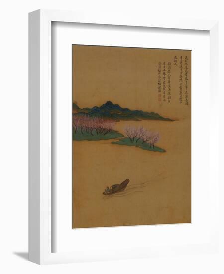 Hermit Fishing on the Peach Blossom Stream, in the Style of Zhao Mengfu, from an Album of Ten…-Yun Shouping-Framed Giclee Print