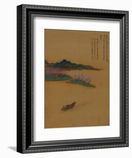 Hermit Fishing on the Peach Blossom Stream, in the Style of Zhao Mengfu, from an Album of Ten…-Yun Shouping-Framed Giclee Print