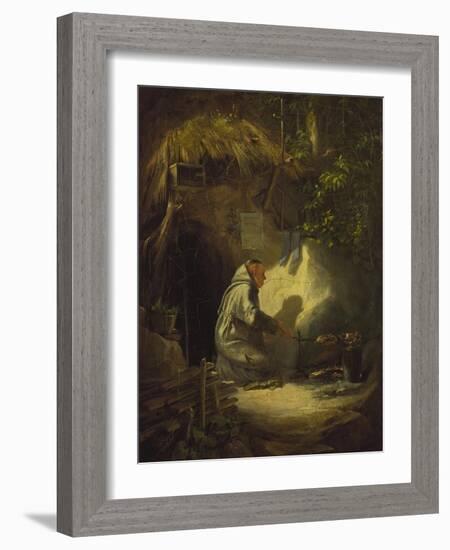 Hermit, Roasting a Chicken, 1841-Carl Spitzweg-Framed Giclee Print