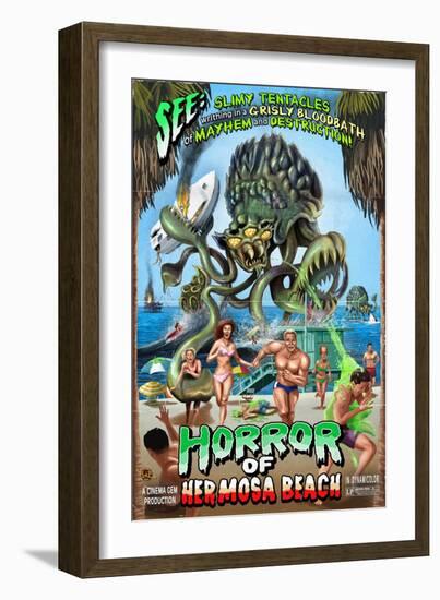 Hermosa Beach, California - Alien Attack Horror-Lantern Press-Framed Art Print
