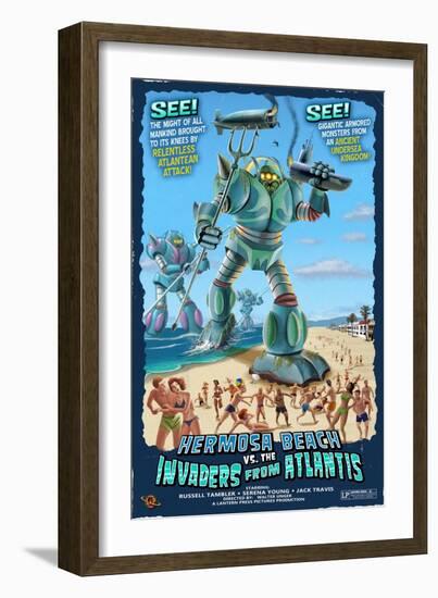 Hermosa Beach, California - Atlantean Invaders-Lantern Press-Framed Art Print