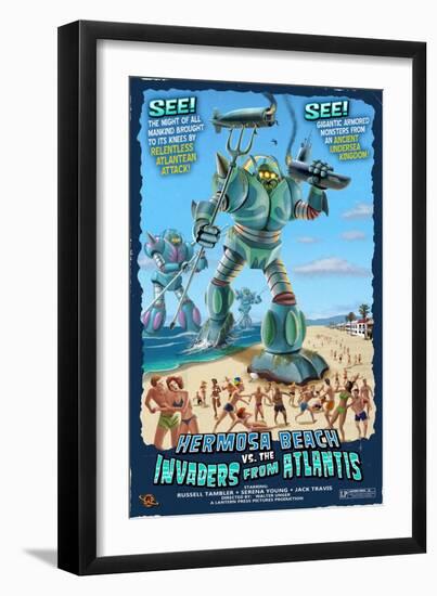 Hermosa Beach, California - Atlantean Invaders-Lantern Press-Framed Art Print