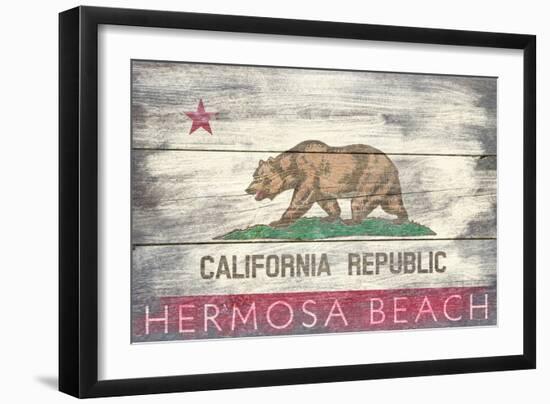 Hermosa Beach, California - Barnwood State Flag-Lantern Press-Framed Art Print