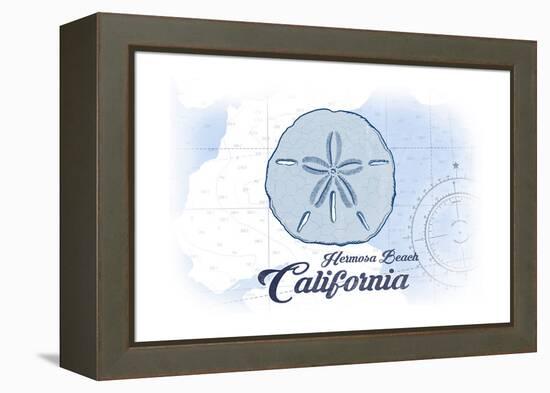 Hermosa Beach, California - Sand Dollar - Blue - Coastal Icon-Lantern Press-Framed Stretched Canvas