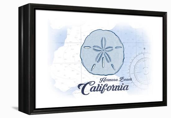 Hermosa Beach, California - Sand Dollar - Blue - Coastal Icon-Lantern Press-Framed Stretched Canvas