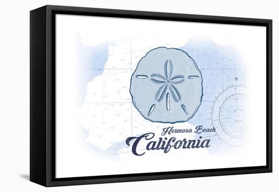 Hermosa Beach, California - Sand Dollar - Blue - Coastal Icon-Lantern Press-Framed Stretched Canvas