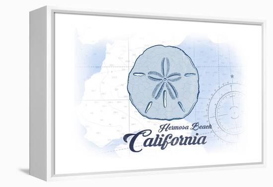 Hermosa Beach, California - Sand Dollar - Blue - Coastal Icon-Lantern Press-Framed Stretched Canvas