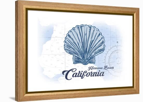 Hermosa Beach, California - Scallop Shell - Blue - Coastal Icon-Lantern Press-Framed Stretched Canvas