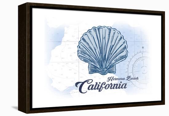 Hermosa Beach, California - Scallop Shell - Blue - Coastal Icon-Lantern Press-Framed Stretched Canvas