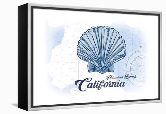 Hermosa Beach, California - Scallop Shell - Blue - Coastal Icon-Lantern Press-Framed Stretched Canvas