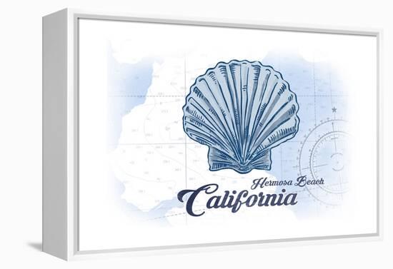 Hermosa Beach, California - Scallop Shell - Blue - Coastal Icon-Lantern Press-Framed Stretched Canvas