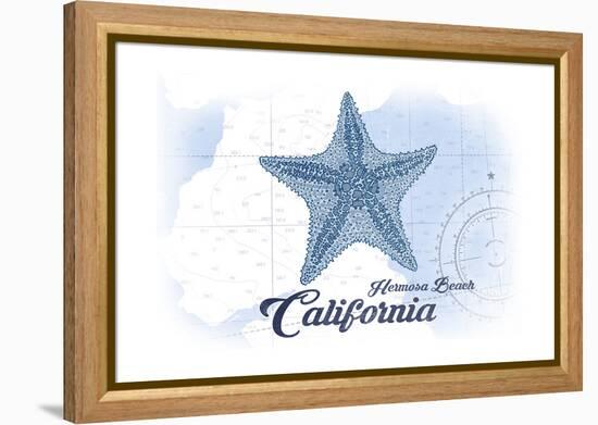 Hermosa Beach, California - Starfish - Blue - Coastal Icon-Lantern Press-Framed Stretched Canvas