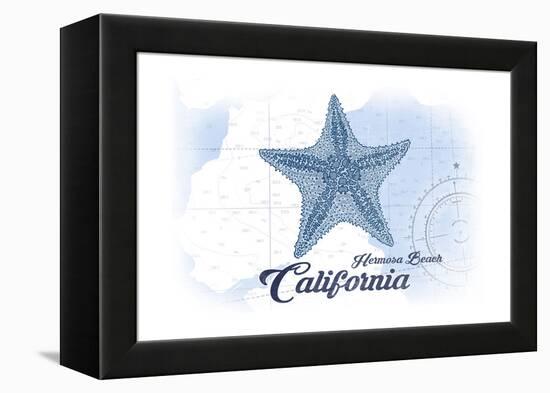 Hermosa Beach, California - Starfish - Blue - Coastal Icon-Lantern Press-Framed Stretched Canvas