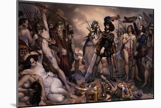 Hernan Cortes Destroys Fleet, July 1519, Making Return from Mexico Impossible, by Nicholas Maurin-null-Mounted Giclee Print