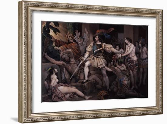 Hernan Cortes Opposing Human Sacrifice-Nicolas Eustache Maurin-Framed Giclee Print