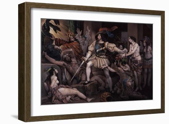 Hernan Cortes Opposing Human Sacrifice-Nicolas Eustache Maurin-Framed Giclee Print