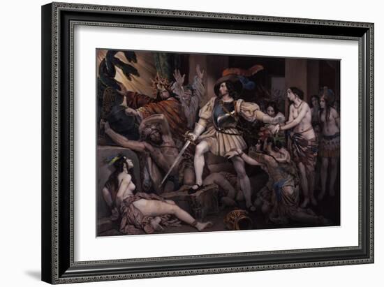 Hernan Cortes Opposing Human Sacrifice-Nicolas Eustache Maurin-Framed Giclee Print