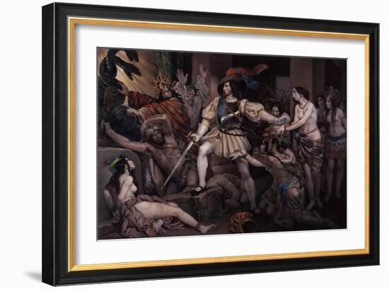 Hernan Cortes Opposing Human Sacrifice-Nicolas Eustache Maurin-Framed Giclee Print