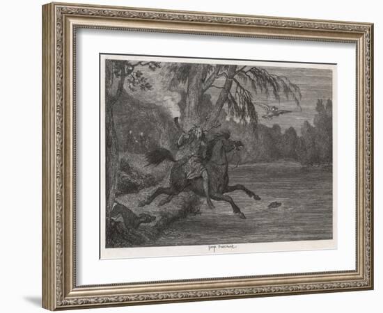 Herne the Hunter Herne the Hunter Plunges into the Lake-George Cruikshank-Framed Art Print