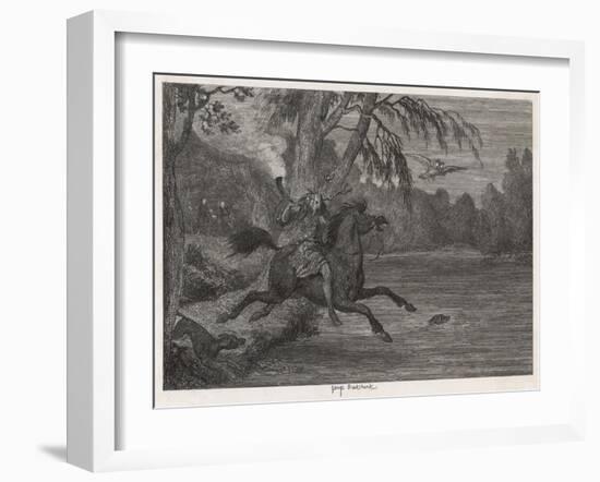 Herne the Hunter Herne the Hunter Plunges into the Lake-George Cruikshank-Framed Art Print