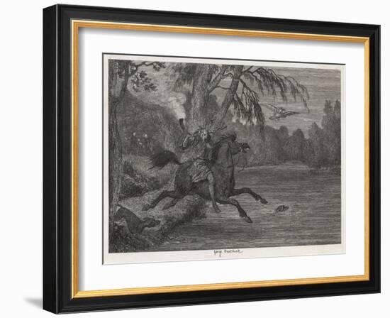 Herne the Hunter Herne the Hunter Plunges into the Lake-George Cruikshank-Framed Art Print