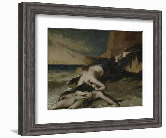 Hero, Having Thrown Herself from the Tower at the Sight of Leander Drowned, Dies on His Body-William Etty-Framed Giclee Print