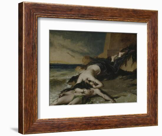 Hero, Having Thrown Herself from the Tower at the Sight of Leander Drowned, Dies on His Body-William Etty-Framed Giclee Print