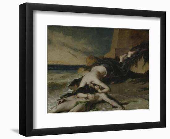 Hero, Having Thrown Herself from the Tower at the Sight of Leander Drowned, Dies on His Body-William Etty-Framed Giclee Print